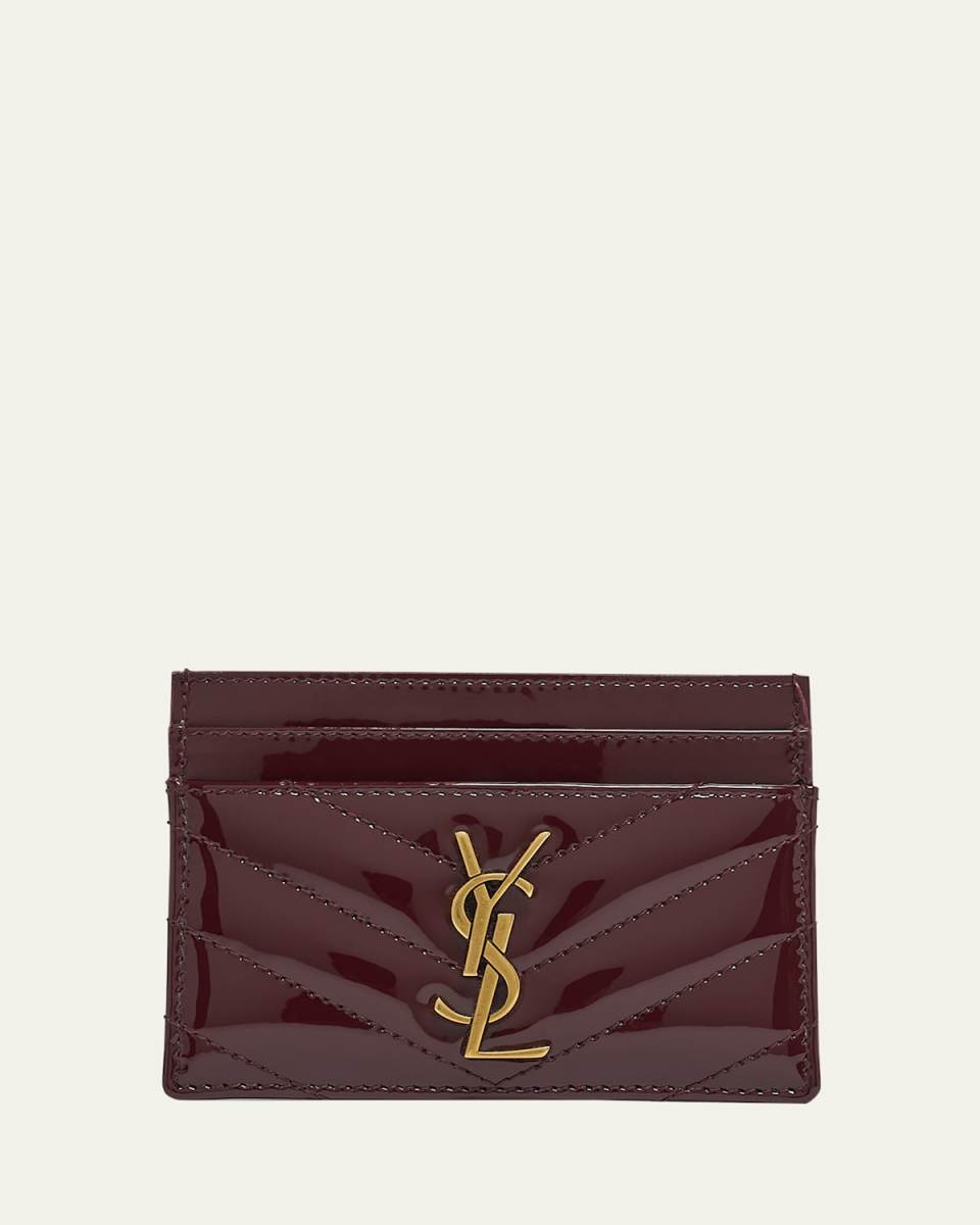YSL Card Holder in Quilted Patent Leather